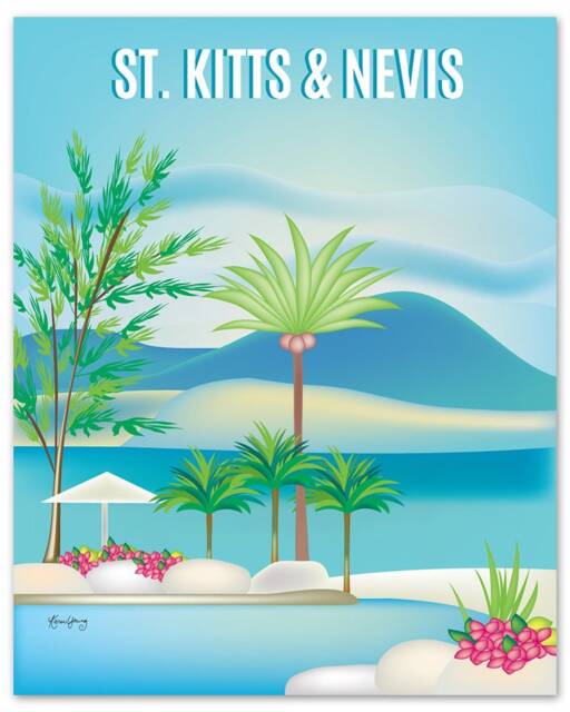 St. Kitts & Nevis Artwork, Vertical Skyline Print, Poster, Art Gift, Travel Gift - Style E8-O-Stk - image 1