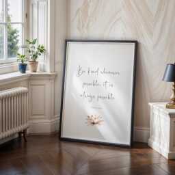 Be Kind Whenever Possible Print - Dalai Lama Quote Inspirational Wall Art Mindful Home Decor Lotus Flower Illustration Gift Unframed - thumbnail 3