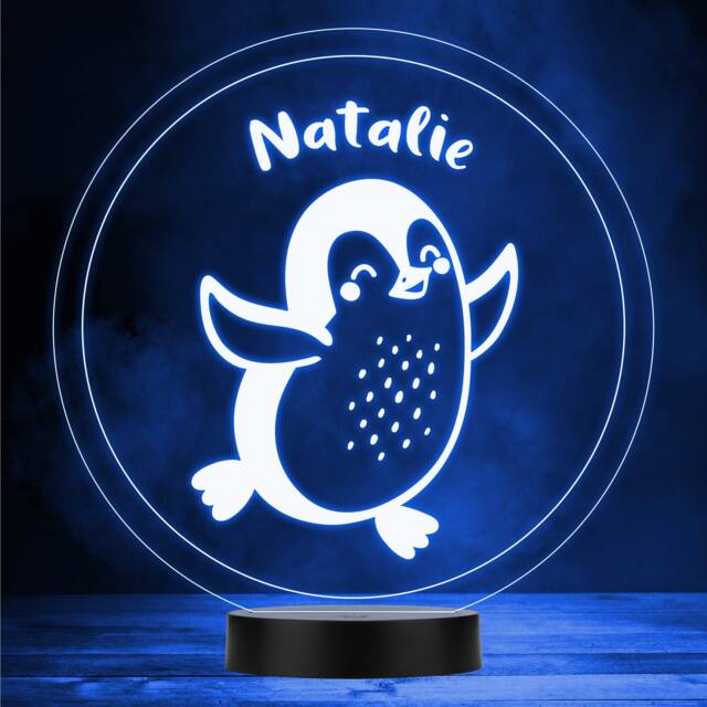 Happy Smiling Penguin Colour Changing Led Lamp Personalised Gift Night Light - Bedroom - image 1