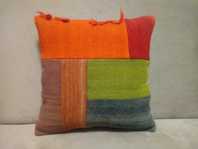 Patchwork Kilim Pillow 16 X16 Inches Anatolianturkish Nice Color Perde Kilim Pillow Wool Handmade - image 1