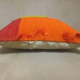 Patchwork Kilim Pillow 16 X16 Inches Anatolianturkish Nice Color Perde Kilim Pillow Wool Handmade - thumbnail 3