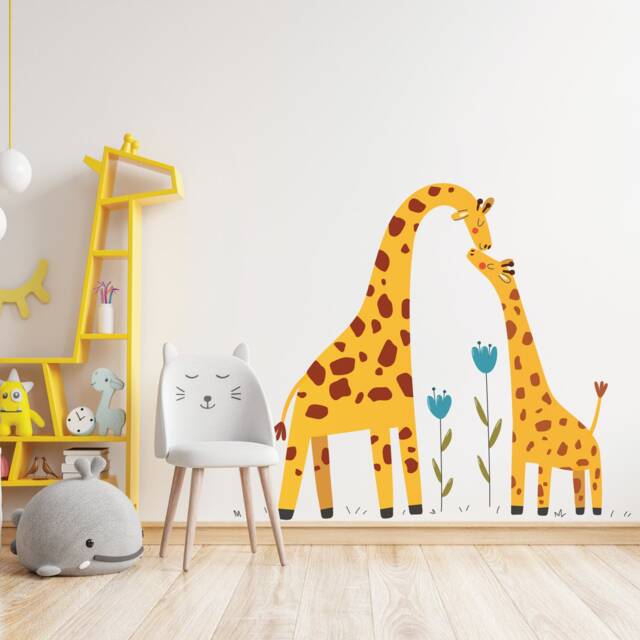 Adorable Mother & Baby Giraffe Wall Stickers For Nursery Room