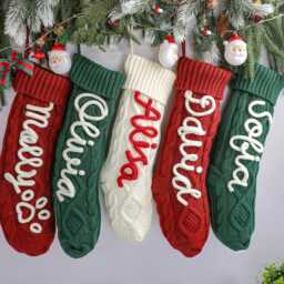 Personalized Knitted Christmas Stocking, Holiday Decor Gift - thumbnail 3