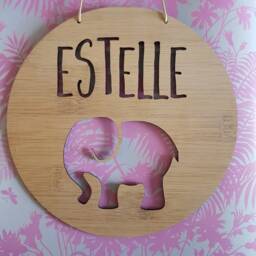 Personalised Wooden Wall-Door Hanging Elephant Plaque-Wall Hanging-Kids Door Sign-Custom Name-Kids Gift-Baby Gift-Lasercut-Personalized - thumbnail 2