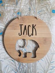 Personalised Wooden Wall-Door Hanging Elephant Plaque-Wall Hanging-Kids Door Sign-Custom Name-Kids Gift-Baby Gift-Lasercut-Personalized