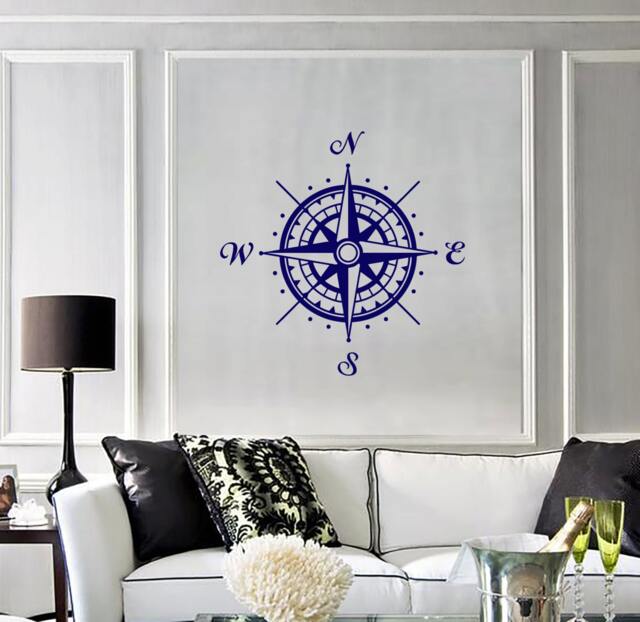 Wall Vinyl Decal Compass Nautical Marine Science Traveling Cool Abstract Modern Home Decor - #1118De - image 1