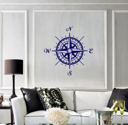 Wall Vinyl Decal Compass Nautical Marine Science Traveling Cool Abstract Modern Home Decor - #1118De - thumbnail 1