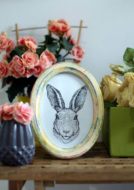 "Oval Photo Frame, Oval Picture Handcrafted Wooden Frame For Wall, Home Decor Vanity ""Rainbow" - image 1