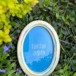 "Oval Photo Frame, Oval Picture Handcrafted Wooden Frame For Wall, Home Decor Vanity ""Rainbow" - thumbnail 2