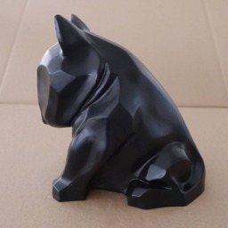 Black Matte Bull Terrier Sculpture Stucco Plaster Dog Art - thumbnail 1