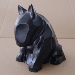 Black Matte Bull Terrier Sculpture Stucco Plaster Dog Art - thumbnail 4