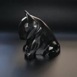 Black Matte Bull Terrier Sculpture Stucco Plaster Dog Art - thumbnail 3