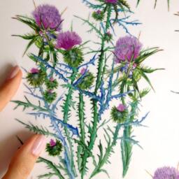 Wall Decals Thistle 10-Set, Home D??cor, Removable Interior Decals, Hand Painted For Tiles, Walls, Furniture By Easysweethome - thumbnail 4