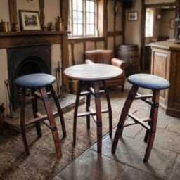 Whiskey Barrel Leather Stool & Coffee Table Set - Rustic Reclaimed Oak Furniture - thumbnail 3