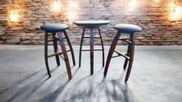 Whiskey Barrel Leather Stool & Coffee Table Set - Rustic Reclaimed Oak Furniture - thumbnail 1