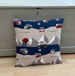 Camper Van Linen Cushion Cover Nautical Coastal Throw Pillow - thumbnail 1