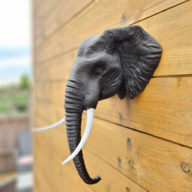 Elephant Wall Art - Animal Mount 3D Printed - image 1