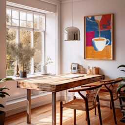 Coffee Art Poster, Modern Kitchen Wall Print, Barista Latte Artwork, Colorful Caf?? Decor, Pop Style Lover Gift - thumbnail 3