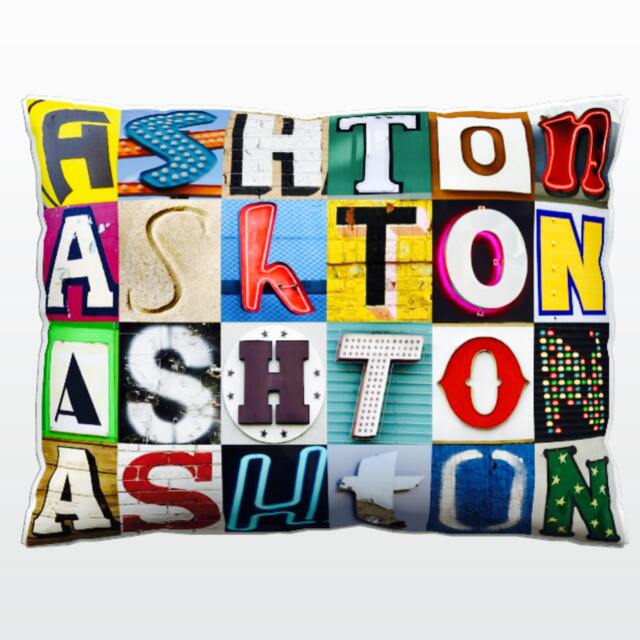 Ashton Personalized Pillow Featuring Photos Of Sign Letters Custom Couch Cushions Colorful Pillows Photo Pillow Sofa Pillows