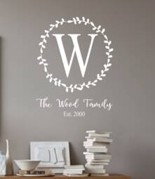 Family Monogram Name & Est. Date Laurel Wreath - Vinyl Wall Decal-Wedding - Monogram - Farmhouse-Family Name - Entryway Decor - Home Decor - thumbnail 1