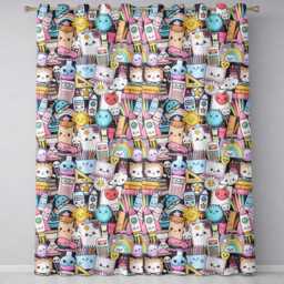 Cute Kawaii Busy School Supplies Desk Cartoon Seamless Pattern Readymade Eyelet Ring Top Thermal 100% Blackout Curtains - thumbnail 2