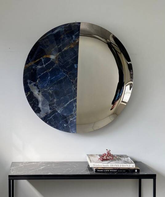 Handcrafted Marble Pattern Concave Mirror Space Age Decor - image 1