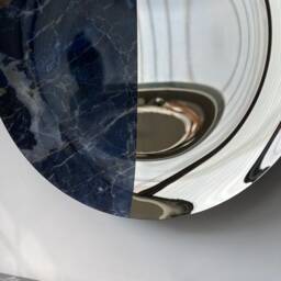 Handcrafted Marble Pattern Concave Mirror Space Age Decor - thumbnail 3