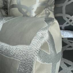 "Geometric Ivory Champagne Cushion, Luxury Bed Pillow , Scatter Cylinder Bolster Cushion Inserts Included 16"" X6" - thumbnail 4