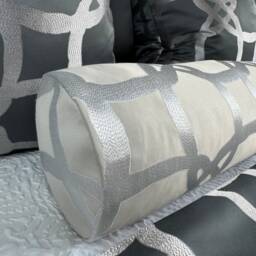 "Geometric Ivory Champagne Cushion, Luxury Bed Pillow , Scatter Cylinder Bolster Cushion Inserts Included 16"" X6" - thumbnail 3