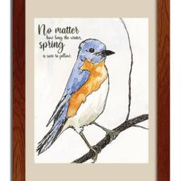 Bluebird Watercolor Art Print Home Office Decor - thumbnail 2
