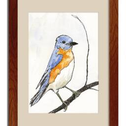 Bluebird Watercolor Art Print Home Office Decor - thumbnail 4