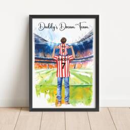 Custom Personalised Football Team Dad & Child Picture Gift For Dad, Father's Day Daddy, Football Father, Wall Home Decor - thumbnail 3