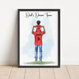 Custom Personalised Football Team Dad & Child Picture Gift For Dad, Father's Day Daddy, Football Father, Wall Home Decor - thumbnail 2