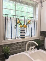 Striped Cafe Curtains, Vertical Striped, Tier Curtains Window Perfect For Your Nautical Or Farmhouse Decor - thumbnail 1