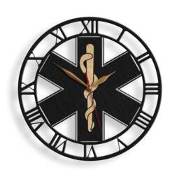 Wall Clock Emergency Medicine, Star Of Life, Ambulances Paramedics Symbol Logo Medical Service Emblem Doctor, Wood Large 12-18Inch #180 - thumbnail 3