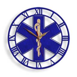 Wall Clock Emergency Medicine, Star Of Life, Ambulances Paramedics Symbol Logo Medical Service Emblem Doctor, Wood Large 12-18Inch