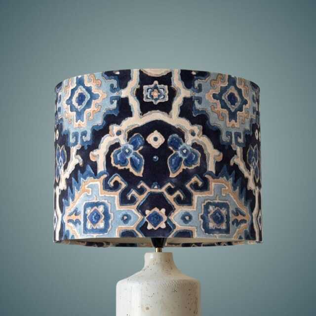 Luxury Linwood Velvet Kami Indigo Drum Lampshade - image 1