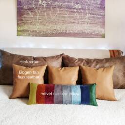 Rainbow Velvet Lumbar Pillow Cover Modern Scandinavian Decor - thumbnail 2