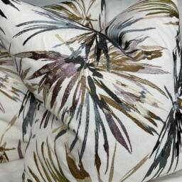 Aucuba Cushion Cover - Harlequin Designer Fabric Heather Slate Embroidered Leaves Linen Blend Pillow Handmade in UK - thumbnail 3