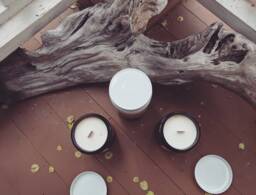Wood Wick & Amber Glass Soy Wax Candles