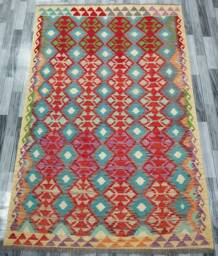 Handmade Kilim Rug, Traditional Artisan Afghan Turkish Aztec Navajo Wool Rug 259x171 cm - thumbnail 1