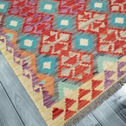 Handmade Kilim Rug, Traditional Artisan Afghan Turkish Aztec Navajo Wool Rug 259x171 cm - thumbnail 2
