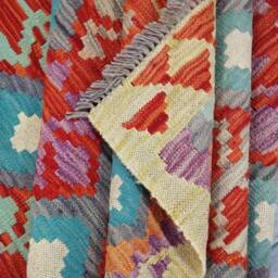 Handmade Kilim Rug, Traditional Artisan Afghan Turkish Aztec Navajo Wool Rug 259x171 cm - thumbnail 3
