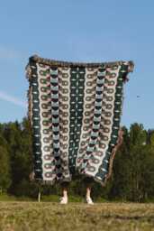 Green Blue Pink Geometric Bauhaus Stripes Woven Cotton Throw Blankets - thumbnail 1