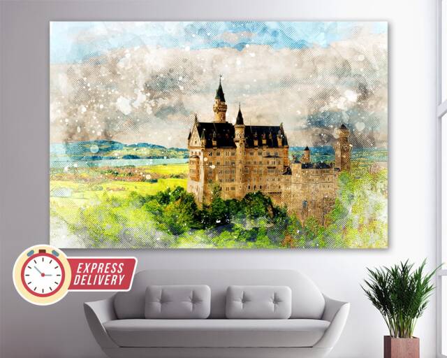 Neuschwanstein Castle in Bavaria Canvas Art, Print, Bavarian Wall Germany Photo, German Gift - image 1