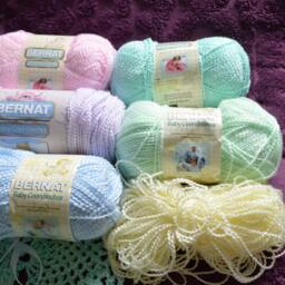Aqua Crocheted Baby Blanket Afghan Handmade Lace, Satin Ribbon - thumbnail 4