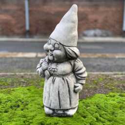 Cute Concrete Gnome Sculpture Garden Pixie Figurine Outdoor Stone Statue Handcrafted Lawn Ornament Cement Art Lover Gift - thumbnail 3