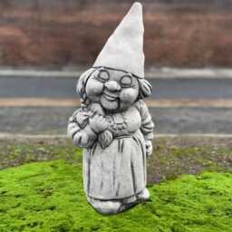 Cute Concrete Gnome Sculpture Garden Pixie Figurine Outdoor Stone Statue Handcrafted Lawn Ornament Cement Art Lover Gift - thumbnail 1