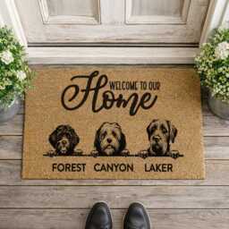 We Know You're Here - Custom 2 Dog Illustration Mat Unique Graphic Home Sign - thumbnail 4