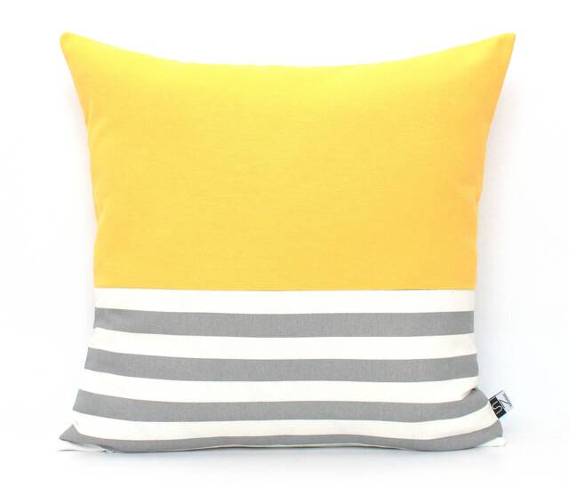 Lemon Yellow & Grey Colorblock Pillow Covers All Sizes, Home Gifts For You - image 1